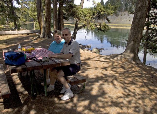 Marilyn and Ken Picnic along Yellowstone River